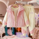 キッズ ウェア ガールズ スーツ 秋冬 厚手 ベルベット 子供服 コーデュロイ ベスト トレーナー ズボン スリーピース セット