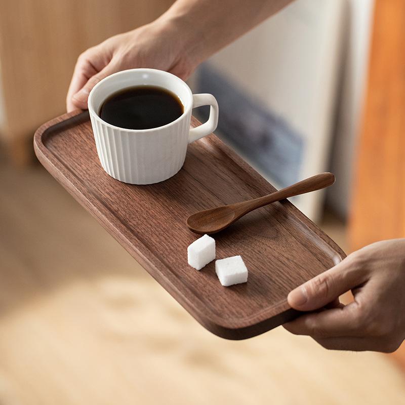 トレイ コースター インテリア 家具 ホーム 雑貨 木 ブラックウォールナット 無垢材 家庭 朝食 ドライ フルーツ パン スナック デザート プレート