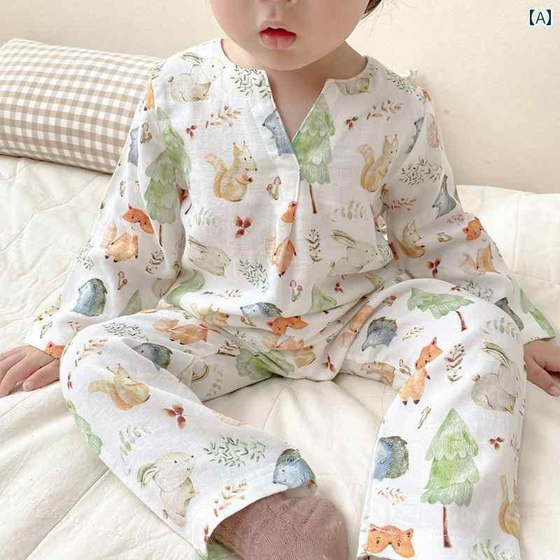 楽天カラフル365マーケットキッズ パジャマ ルームウェア 部屋着 子供 春秋 ホーム 服 セット 夏 ベビー 竹 綿 ガーゼ 男の子 女の子 長袖 ズボン