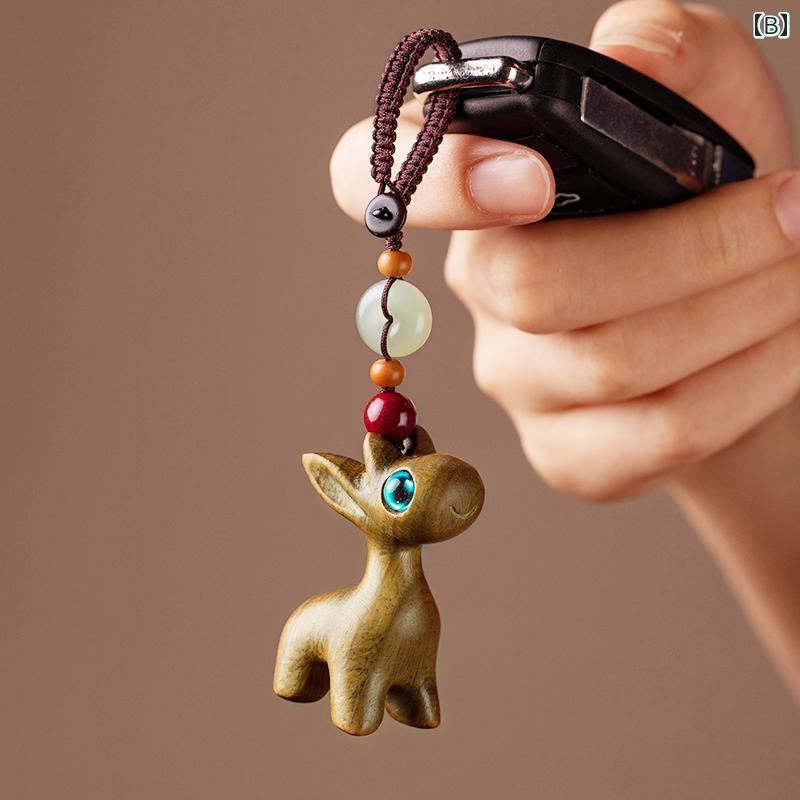 キーストラップ レトロ おしゃれ サンダルウッド ペンダント かわいい チェーン リング ロープ ギフト メンズ レディース ストラップ オールシーズン