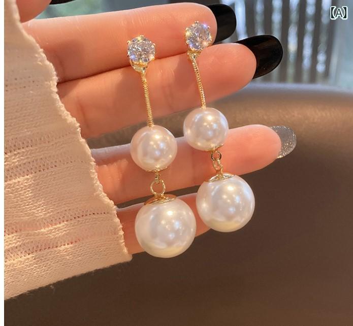 ファッション レディース ヘアアクセサリー おしゃれ イミテーションパール イヤリング 韓国 イヤリング 大げさ イヤリング