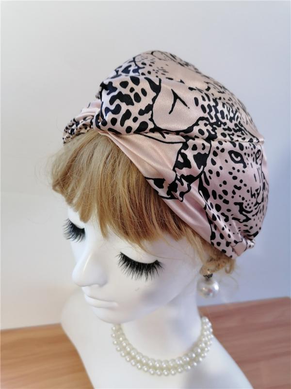 レディース おしゃれ帽子 ターバン ロシア帽子 レディース 帽子 ライト ピンク ヒョウ スカーフ 帽子 マタニティ 帽子