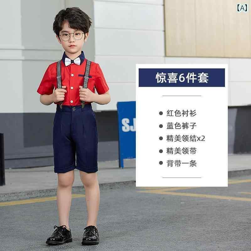 楽天カラフル365マーケットドレス キッズ スーツ フォーマル 発表会 男の子 サマー ブリ ティッシュ スタイル フラワーガール サスペンダー 幼稚園 児 パフォーマンス 衣装 ホスト 衣装