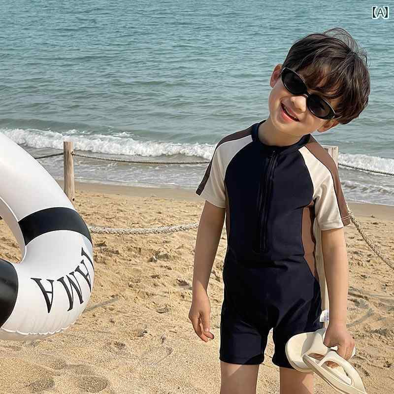 キッズ 水着 ラッシュガード かわいい 幼児 子供 男の子 ワンピース 日焼け防止 配色 速乾 夏 