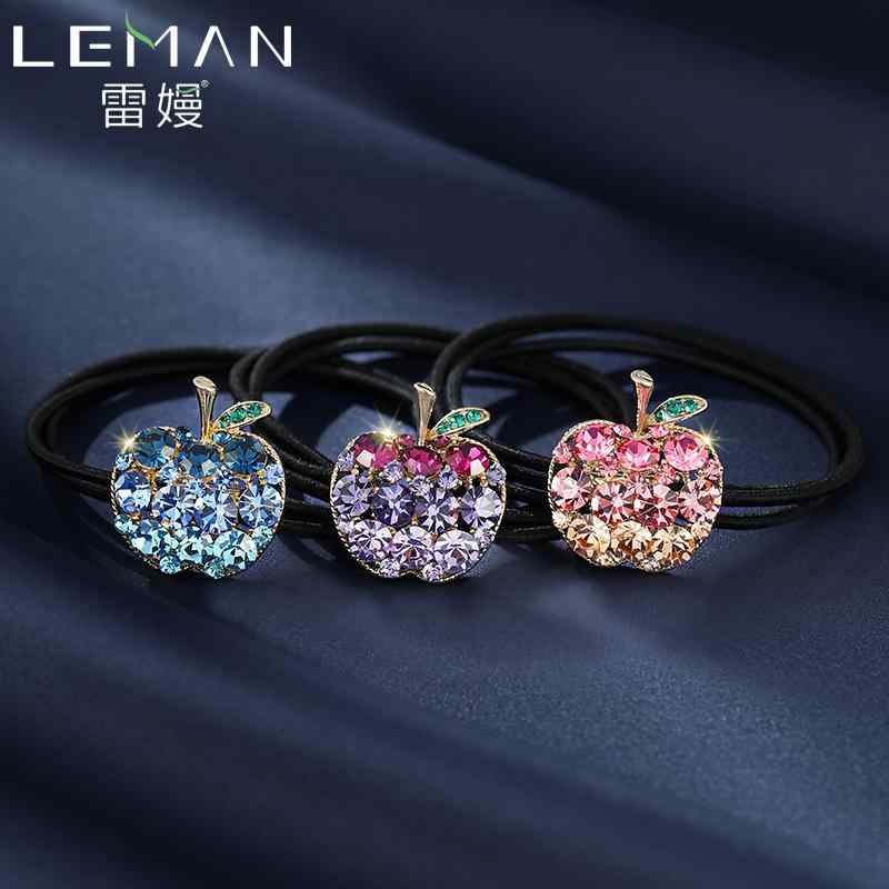 ヘアアクセサリー 髪飾り リンゴ ヘアゴム レディース 耐久性 ヘアゴム バンド 高ストレッチ ヘア ネクタイ レザー セット ラインストーン ヘッド ロープ