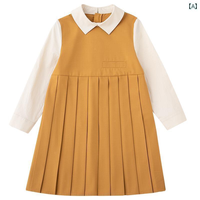 楽天カラフル365マーケットシャツ ドレス ワンピース キッズ かわいい ナチュラル 子供服 春夏 ステッチ プリーツ カレッジ スタイル 親子 女の子