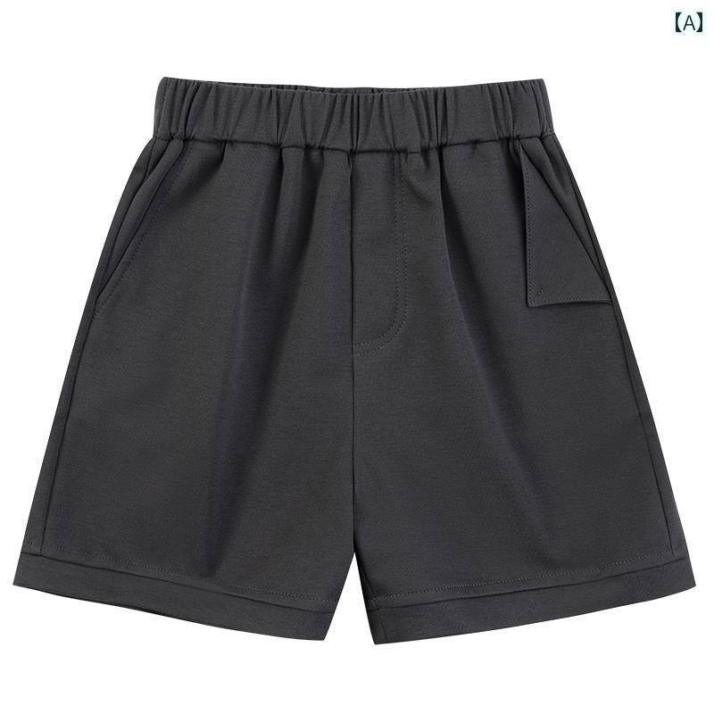 パンツ ハーフパンツ キッズ 子供服 ダーク グレー 子供 スポーツ ショーツ ベビー カジュアル 綿 男の子 女の子 七分 夏 スタイル
