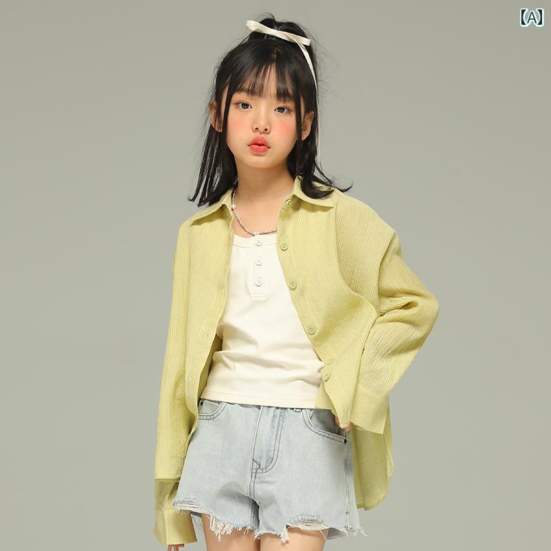 トップス コート シャツ 子供服 おしゃれ ナチュラル 普段着 キッズ 小さい 女の子 サマー 子供用 高級感 無地 日焼け防止 服 中型 大型 子供用 フード付き 快適 薄手