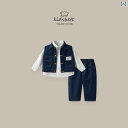 子供服 かわいい セットアップ 幼児 キッズ 服 男の子 スーツ 春秋服 おしゃれ ベビー デニムベスト 3点 セット 秋冬