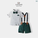 ドレス 子供服 かわいい セットアップ ベビー 幼児 キッズ サマーウェア 男の子用 スーツ 夏服 サスペンダー 半袖 2点 セット 赤ちゃん初 誕生日 紳士服