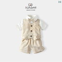 ベビー キッズ セットアップ かわいい 幼児服 サマーウェア 男の子 スーツ 夏服 子供 ベスト 半袖 スリーピーススーツ 1歳 6日 着 夏 紳士服 服