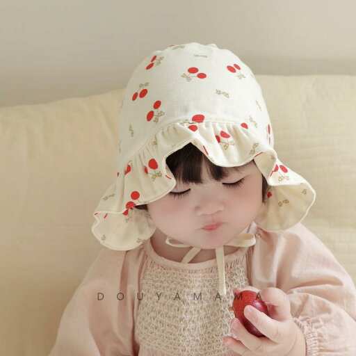 ボンネット帽 春夏 薄手 韓国 女の子 赤ちゃん 水玉 帽子 チェリー 綿 ベビー かわいい キャップ フェイスキャップ 防風 ボンネット帽 春夏 薄手 韓国 女の子 赤ちゃん 水玉 帽子 チェリー 綿 ベビー かわいい キャップ フェイスキャップ 防風