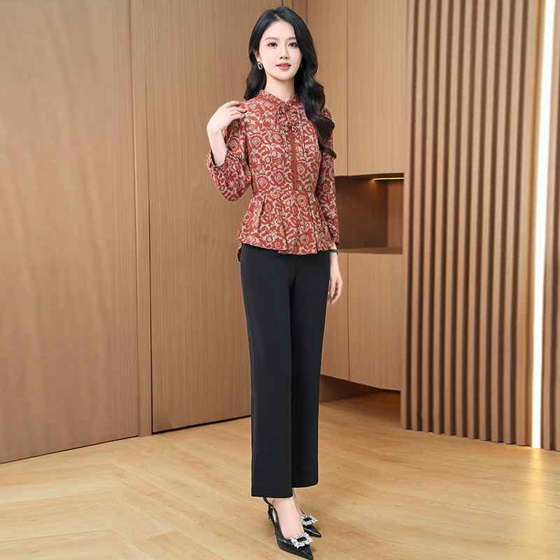 ファッション セットアップ トップス ドレス スーツ セット パンツ ズボン ロング スリム フィッ