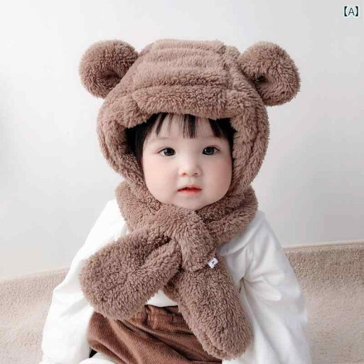 ベビー 帽子 スカーフ一体型 秋冬 男の子 女の子 かわいい クマの耳 動物 子供 耳保護 ふわふわ ベビー 帽子 スカーフ一体型 秋冬 男の子 女の子 かわいい クマの耳 動物 子供 耳保護 ふわふわ