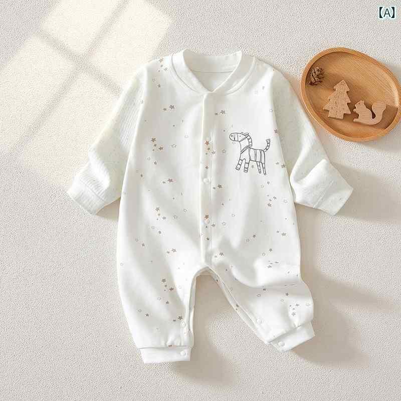 楽天カラフル365マーケットロンパース ベビー服 カバーオール ジャンプ スーツ 春秋 パジャマ シームレス ハイハイ 服 シームレス 綿 ホーム 服 スタイル