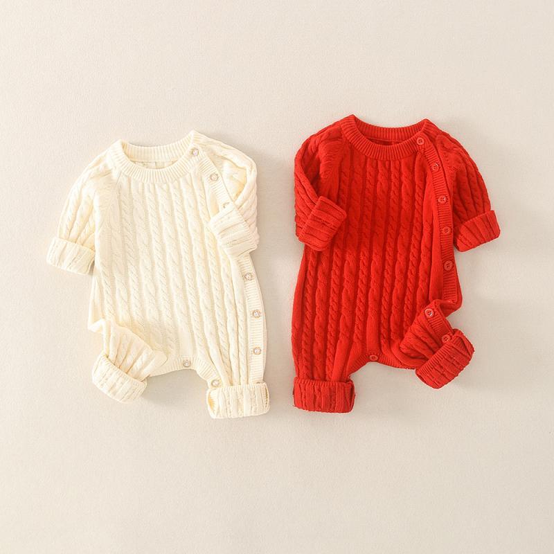 楽天カラフル365マーケットロンパース ベビー服 カバーオール ジャンプ スーツ セーター 秋 男の子 女の子 スタイル ニット セーター 生後1ヶ月 100日 セーター