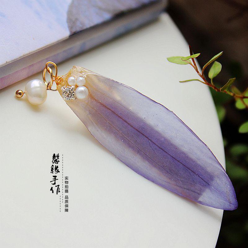 レディース ヘアアクセサリー 雑貨 青 紫 睡蓮の花びら 淡水 パール ペンダント チャイナ風 ヘア エッジ 前髪 クリップ チャイナドレス 髪飾り