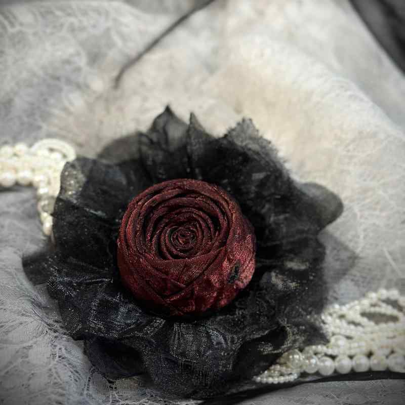 花飾り レディース アクセサリー 雑貨 生地 薔薇 コサージュ ブローチ ゴスロリ 地雷 アクセサリー素材 花 フラワー レディース 装飾品