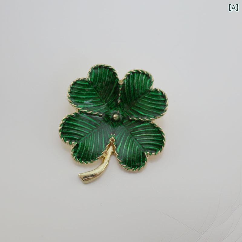 レディース ファッション アクセサリー オールシーズン 装飾 四つ葉 クローバー コサージュ ブローチ ピン かわいい 幸運 エナメル