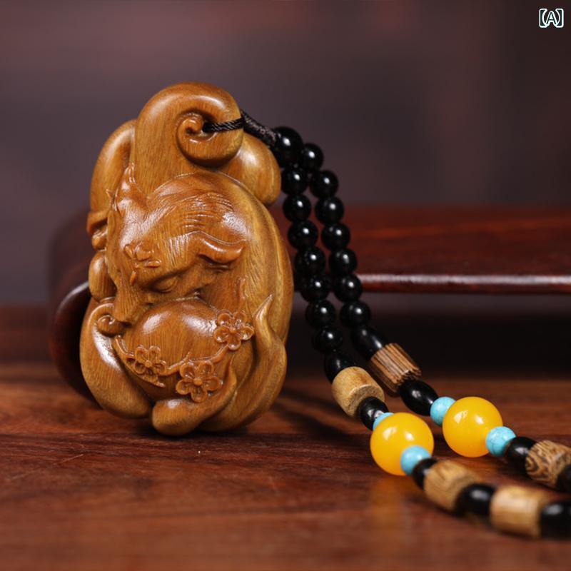 チャーム ペンダント アクセサリー ネックレス 小物 装飾品 シンプル レトロ レトロ チャイナ風 普段使い生活 木 素材 手芸