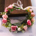 花冠 花輪 レディース アクセサリー ブライダル ヘッドリング ドレス バラ 花 花輪 エレガント 韓国 フェアリー ヘアアクセサリー 海辺 休暇 写真映え アクセサリー