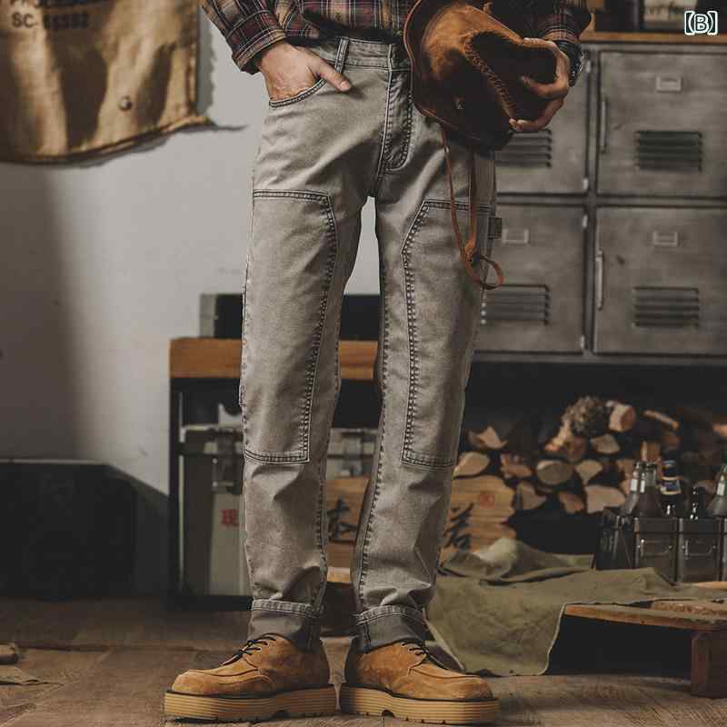 ワークパンツ メンズ ファッション カジュアル 動きやい アメリカン アイシー ツイル カーゴ ストレート 春 アクス 染め ランバー ジャック ズボン