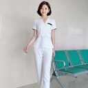 クリニック 制服 看護師 介護 ユニフォーム i韓国 スリム エステ サロン 美容 作業着 セット スパ レディース ネイル 技術者 健康 大きめサイズ ホワイ...