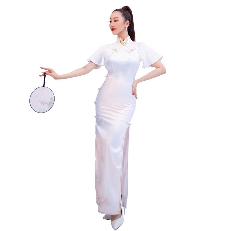 レディース ダンス 衣装 ボディ エチケット チャイナドレス ニュー クラシック ボディ トレーニング ドレス ステージ チャイナ風 練習 服