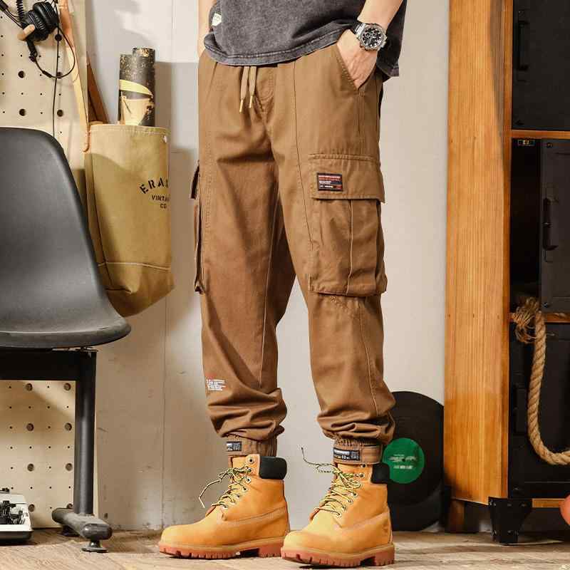 パンツ ズボン おしゃれ ファッション メンズ アメリカン レトロ マルチポケット メンズ ゆったり 大きめサイズ カジュアル ロング コットン アウトドア