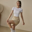 レディース ハーフジップ スリム ショート ヨガ 服 スリム フィットネス ランニング ピラティス トレーニング スポーツ 半袖 トップス