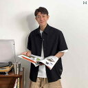 半袖 シャツ メンズ メンズ 夏 トップス アメリカン ジャケット 無地単 シンプル 襟 前開き ボタン装飾 カバーマチ ポケット装飾 通気性 ポリエステル100 都会 ワークウェア レジャー カジュアル
