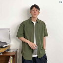 半袖 シャツ メンズ メンズ 夏 トップス アメリカン ジャケット 無地単 シンプル 襟 前開きボタン スリットポケット装飾 薄手 通気性 100 都会 豪華感 レジャー カジュアル アメカジ