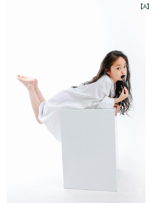子供 キッズ 女の子 ファッション 服 写真撮影 小道具 レトロ フォト スタジオ 衣装 かわいい おしゃれ ドレス シャツ