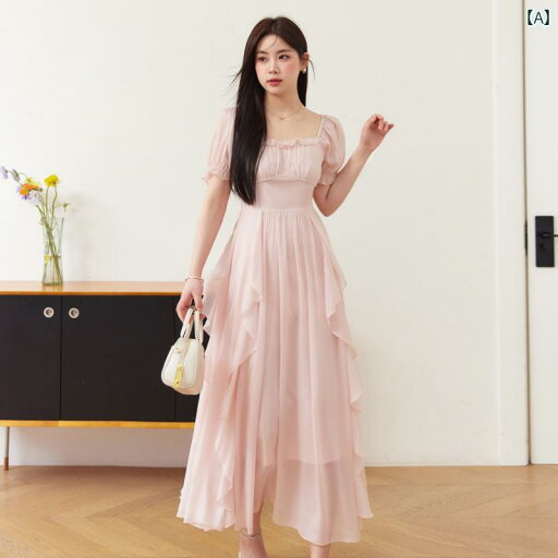 ワンピース おしゃれ レディース 婦人服 大きめサイズ ゆったり ぽっちゃり ワンピ ドレス フレンチ風 シフォン 夏 スクエアネック ワンピース おしゃれ レディース 婦人服 大きめサイズ ゆったり ぽっちゃり ワンピ ドレス フレンチ風 シフォン 夏 スクエアネック