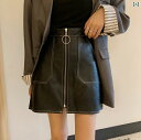 レディース 秋 レザーショートスカート モテ服 普段使い ハイウエスト スリム見え カレッジ 女の子 かわいい おしゃれ 日常着 お呼ばれ 衣装 デート アップ(4)