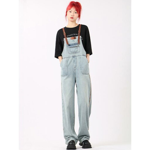 パンツ オーバーオール サロペット レディース 女性用 アメリカン レトロ デニム 春秋 夏用 ゆったり 韓国 フロア レングス ワイド レッグ パンツ オーバーオール サロペット レディース 女性用 アメリカン レトロ デニム 春秋 夏用 ゆったり 韓国 フロア レングス ワイド レッグ