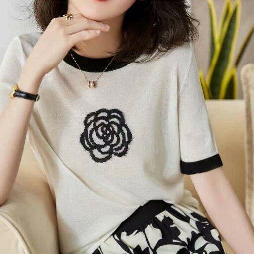 トップス レディース カジュアル セーター スタイリッシュ 冷感 半袖 Tシャツ レディース セーター 夏 椿 若々しい 快適 ボトム おしゃれ トップス レディース カジュアル セーター スタイリッシュ 冷感 半袖 Tシャツ レディース セーター 夏 椿 若々しい 快適 ボトム おしゃれ