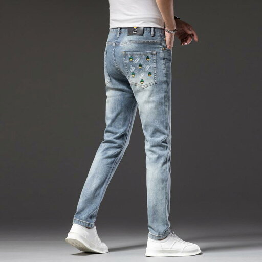 パンツ デニムパンツ スキニー スタイリッシュ 刺繍入り ジーンズ 男性用 弾性 スリムフィット 男性用 レトロ カジュアル メンズ パンツ デニムパンツ スキニー スタイリッシュ 刺繍入り ジーンズ 男性用 弾性 スリムフィット 男性用 レトロ カジュアル メンズ