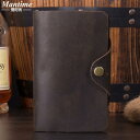 財布 ロング レザー ウォレット 長財布 カジュアル レトロ 牛革 中型 カードホルダー 革 バックル メンズ