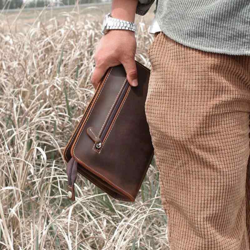 バッグ 財布 レザー ウォレット カジュアル レトロ レザー クラッチ 大容量 メンズ 牛革 ハンド
