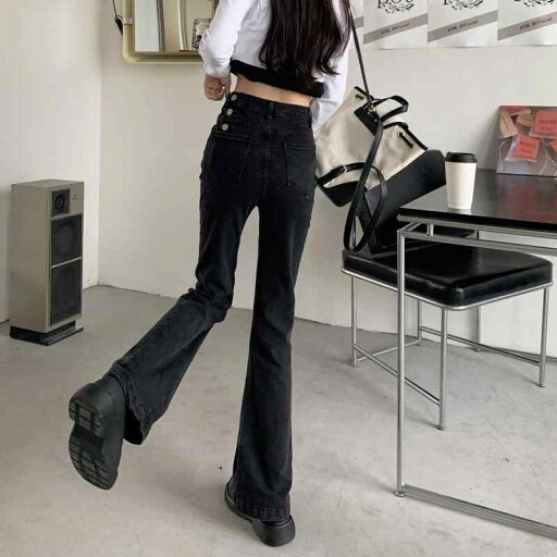 デニムパンツ レディース ハイウエスト スリム レディース フレアパンツ ジーンズ 春 小さめ 黒 ストレート レッグ フレアパンツ デニムパンツ レディース ハイウエスト スリム レディース フレアパンツ ジーンズ 春 小さめ 黒 ストレート レッグ フレアパンツ