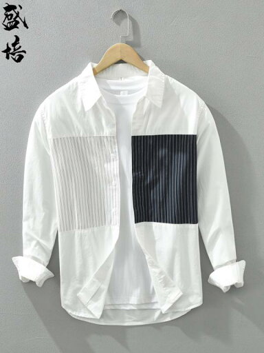 シャツ カラー ブロック ストライプ 長袖 フレッシュ 芸術的 ハイエンド ティーンエイジャー 学生 爽か シャツ カラー ブロック ストライプ 長袖 フレッシュ 芸術的 ハイエンド ティーンエイジャー 学生 爽か