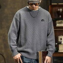 メンズトップス アメリカ カジュアルン レトロ ハイエンド グレー パイナップル パターン セーター 冬 男性用 ラウンドネック セーター 秋冬