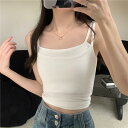 トップス レディース フェイク ツーピース ダブル ショルダーストラップ キャミソール 女性 夏 美しい ストラップ 胸パッド オール イン ワン 美しい バック カジュアル