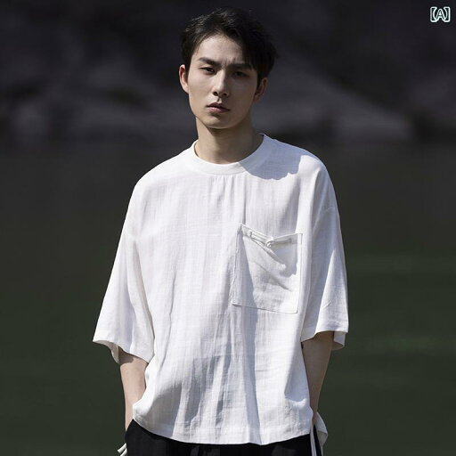 シャツ トップス メンズ チャイニーズ スタイル 唐装 リネン プルオーバー ラウンドネック 半袖 綿 リネン Tシャツ 夏 ベース レイヤー シャツ トップス メンズ チャイニーズ スタイル 唐装 リネン プルオーバー ラウンドネック 半袖 綿 リネン Tシャツ 夏 ベース レイヤー