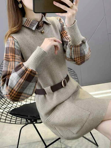 トップス シャツ スカート レディース セーター 普段使い チェック柄 ベスト ファッション ニット スーツ 秋冬 ミドル丈 セーター 女性 ウエスト ネクタイ トップス シャツ スカート レディース セーター 普段使い チェック柄 ベスト ファッション ニット スーツ 秋冬 ミドル丈 セーター 女性 ウエスト ネクタイ