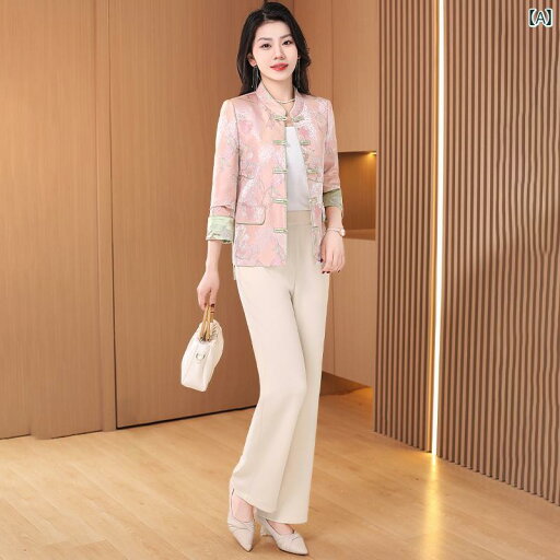 レディース 婦人服 レディース セットアップ 上下セット セットアップ 2点セット パンツ おしゃれ チャイナ風 エレガント ジャケット 秋 レディース 婦人服 レディース セットアップ 上下セット セットアップ 2点セット パンツ おしゃれ チャイナ風 エレガント ジャケット 秋