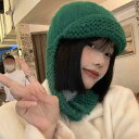 秋 冬 ニット ウール 帽子 防寒 あったかい 女性用 グリーン モヘア 帽子 韓国 顔 出し 小さくて 暖かい 耳保護 する 帽子 厚い ロシア 帽子