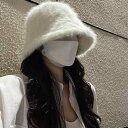 秋 冬 帽子 防寒 あったかい ホワイト ウサギ 毛皮 フィッシャーマン ハット 女性 バケット ハット 和風 大きい 頭 周り バケット ハット ショー フェイス 小さい 暖かい
