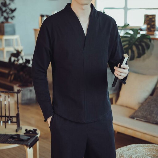 シャツ メンズ 秋 長袖 リネン T 中華風 綿 リネン レトロ 唐 スーツ 大きいサイズ 漢服 V ネック T シャツ メンズ 秋 長袖 リネン T 中華風 綿 リネン レトロ 唐 スーツ 大きいサイズ 漢服 V ネック T